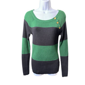 Lauren Ralph Lauren Green and Black Striped Sweater